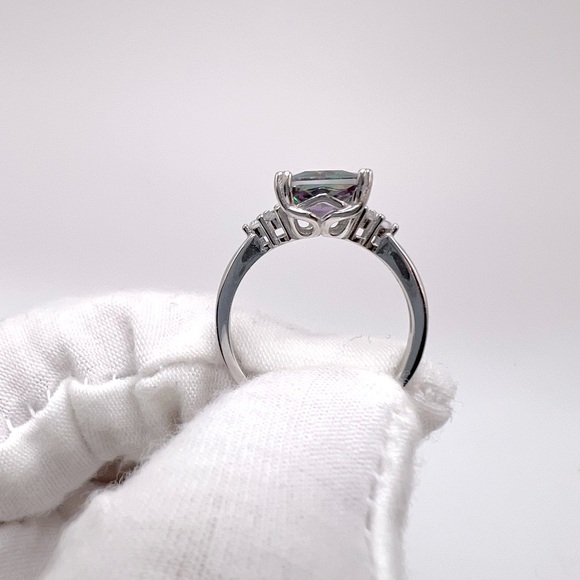 .925 Sterling Silver Rainbow Cz Ring - Picture 6 of 16